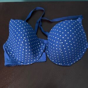 VS Blue and Silver Polka Dot Bra